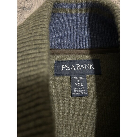 Jos. A. Bank Olive Green Zip Up Sweater - Picture 3 of 6